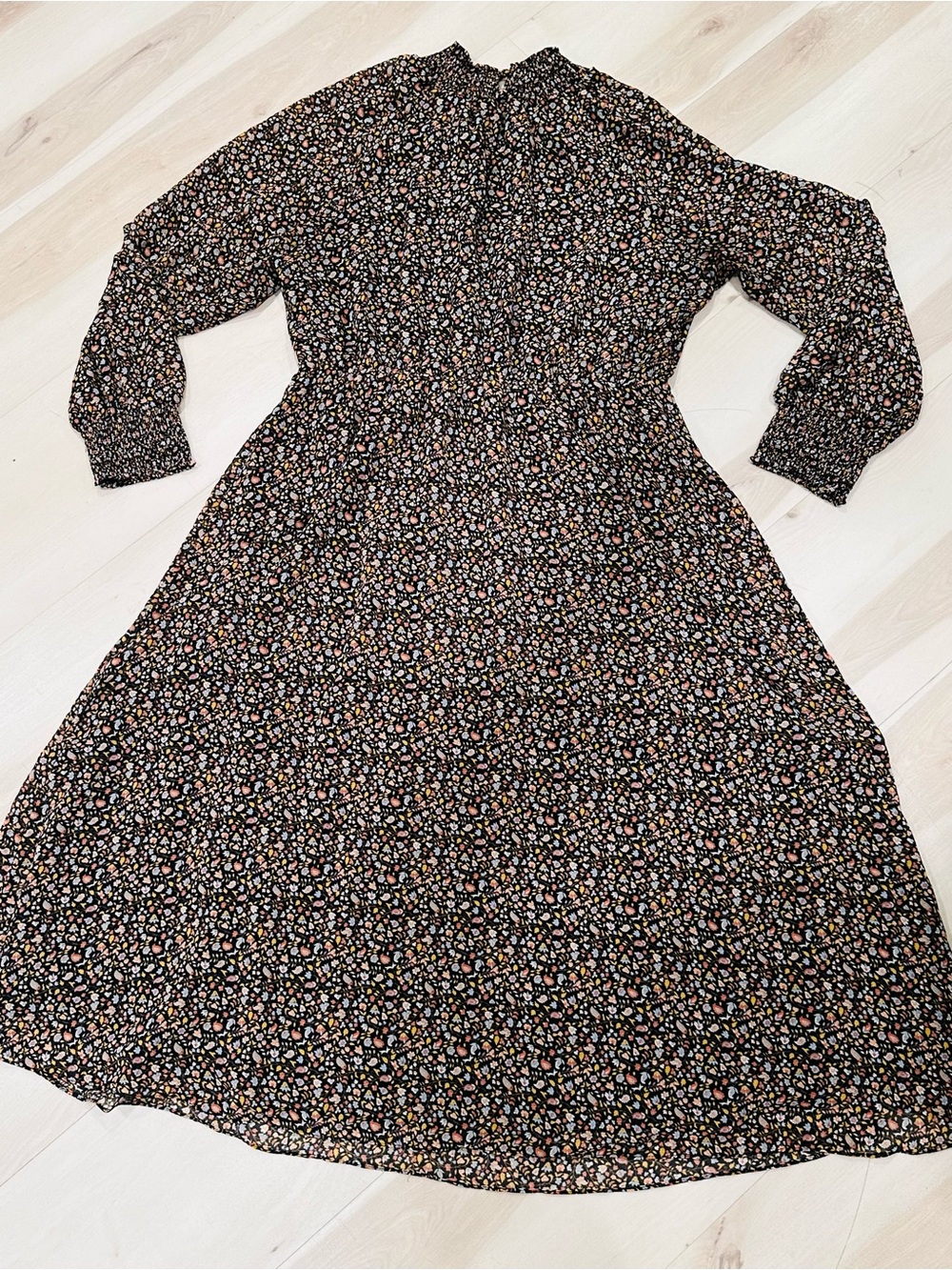 Madewell (Re)sourced Georgette Smocked-Neck Midi Dress in Folktale Paisley Sz XL - Picture 10 of 14